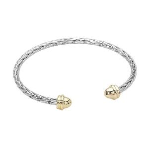 14K Gold Plated Braided Cuff Two Tone   Cuff